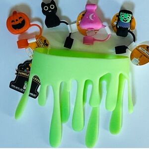 Bullseye Playground Glow in the Dark Slime Sleeve & Spooky Straw Topper Set-NWT